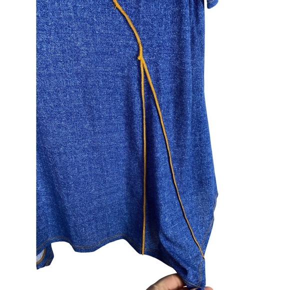 Cato Knit Top Shirt Large Blue Drapey Asymetrical Shark Bite Hem Knit Tunic S/S - Picture 4 of 6